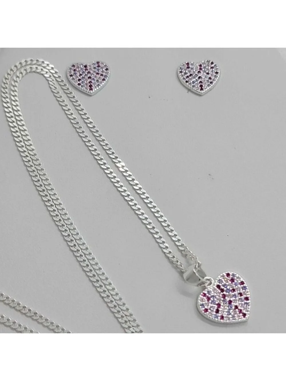 LAST ONE Pink HEART Earrings and Necklace set